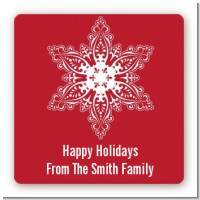 Big Red Snowflake - Square Personalized Christmas Sticker Labels