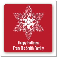 Big Red Snowflake - Square Personalized Christmas Sticker Labels