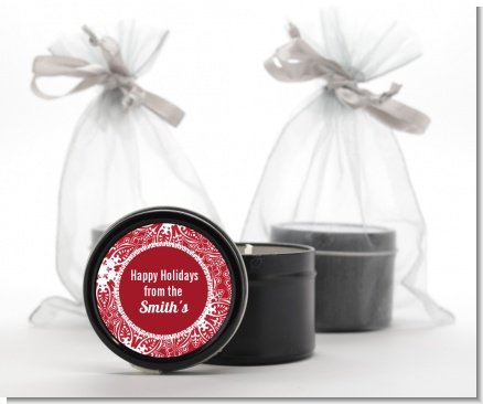 Big Red Snowflake - Christmas Black Candle Tin Favors