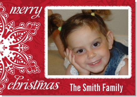 Big Red Snowflake - Personalized Photo Christmas Cards