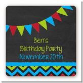 Birthday Boy Chalk Inspired - Square Personalized Birthday Party Sticker Labels