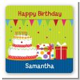 Birthday Cake - Square Personalized Birthday Party Sticker Labels thumbnail