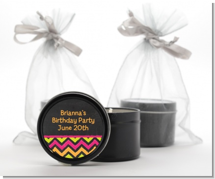 Birthday Girl Chalk Inspired - Birthday Party Black Candle Tin Favors