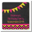 Birthday Girl Chalk Inspired - Square Personalized Birthday Party Sticker Labels thumbnail