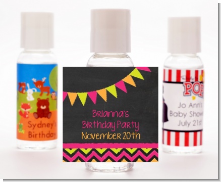 Birthday Girl Chalk Inspired - Personalized Birthday Party Hand Sanitizers Favors