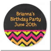 Birthday Girl Chalk Inspired - Round Personalized Birthday Party Sticker Labels