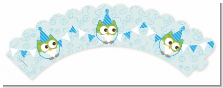 Owl Birthday Boy - Birthday Party Cupcake Wrappers