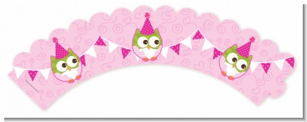 Owl Birthday Girl - Birthday Party Cupcake Wrappers