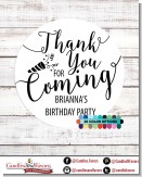 Thank You For Coming - Round Personalized Birthday Party Sticker Labels Thank You For Coming - Round Personalized Birthday Party Sticker Labels
