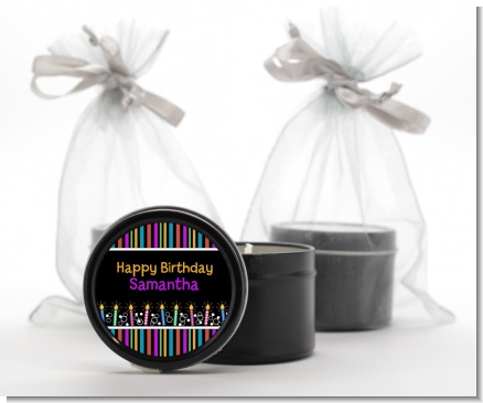 Birthday Wishes - Birthday Party Black Candle Tin Favors