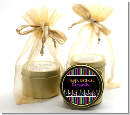 Birthday Wishes - Birthday Party Gold Tin Candle Favors