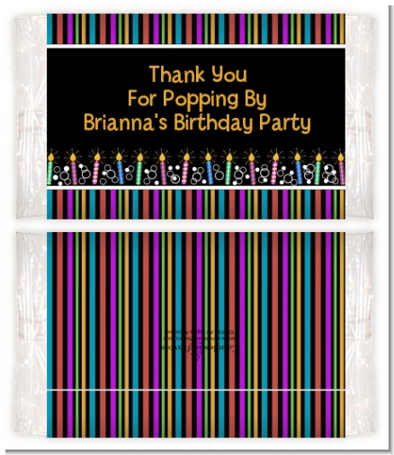 Birthday Wishes - Personalized Popcorn Wrapper Birthday Party Favors