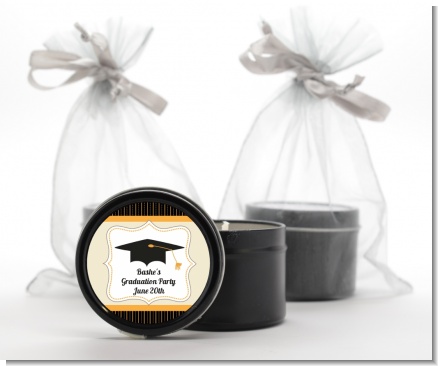 Black & Gold - Graduation Party Black Candle Tin Favors