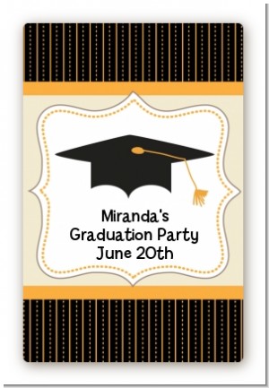 Black & Gold - Custom Large Rectangle Graduation Party Sticker/Labels