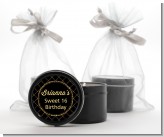 Black and Gold Glitter - Birthday Party Black Candle Tin Favors