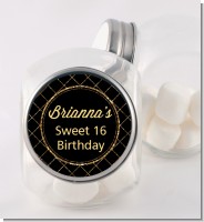 Black and Gold Glitter - Personalized Birthday Party Candy Jar