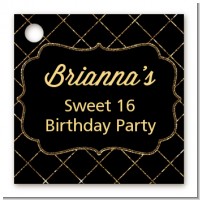 Black and Gold Glitter - Personalized Birthday Party Card Stock Favor Tags