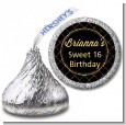 Black and Gold Glitter - Hershey Kiss Birthday Party Sticker Labels thumbnail