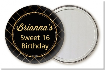 Black and Gold Glitter - Personalized Birthday Party Pocket Mirror Favors