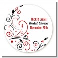 Black and Red Vine - Round Personalized Bridal Shower Sticker Labels thumbnail