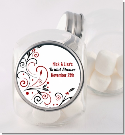 Black and Red Vine - Personalized Bridal Shower Candy Jar