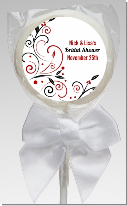 Black and Red Vine - Personalized Bridal Shower Lollipop Favors