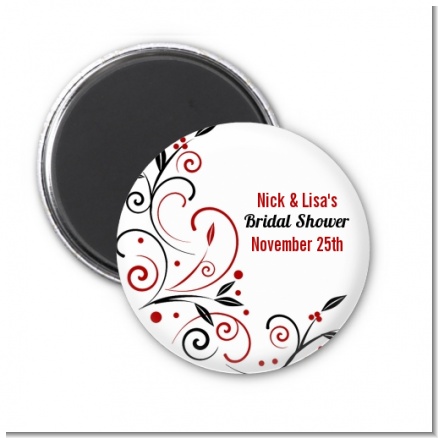 Black and Red Vine - Personalized Bridal Shower Magnet Favors