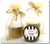 Black And White Stripe Floral Watercolor - Bridal Shower Gold Tin Candle Favors