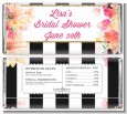 Black and White Stripe Floral Watercolor - Personalized Bridal Shower Candy Bar Wrappers thumbnail