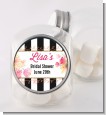 Black And White Stripe Floral Watercolor - Personalized Bridal Shower Candy Jar thumbnail