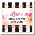 Black And White Stripe Floral Watercolor - Personalized Bridal Shower Card Stock Favor Tags thumbnail