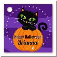 Black Cat Pumpkin - Personalized Halloween Card Stock Favor Tags