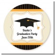 Black & Gold - Round Personalized Graduation Party Sticker Labels thumbnail