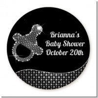 Baby Bling Pacifier - Round Personalized Baby Shower Sticker Labels