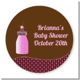 Baby Bling Pink - Round Personalized Baby Shower Sticker Labels