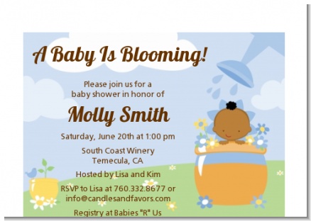 Blooming Baby Boy African American - Baby Shower Petite Invitations