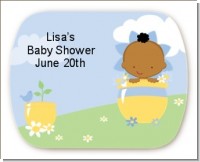 Blooming Baby Boy African American - Personalized Baby Shower Rounded Corner Stickers