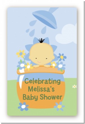 Blooming Baby Boy Asian - Custom Large Rectangle Baby Shower Sticker/Labels