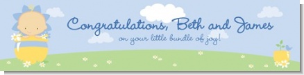 Blooming Baby Boy Caucasian - Personalized Baby Shower Banners