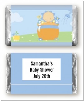 Blooming Baby Boy Caucasian - Personalized Baby Shower Mini Candy Bar Wrappers