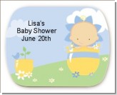 Blooming Baby Boy Caucasian - Personalized Baby Shower Rounded Corner Stickers