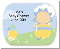 Blooming Baby Boy Caucasian - Personalized Baby Shower Rounded Corner Stickers