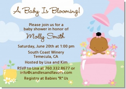 Blooming Baby Girl African American - Baby Shower Invitations