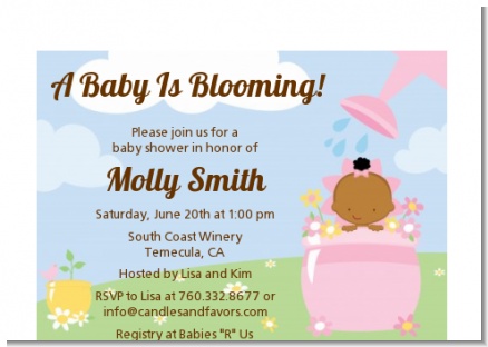Blooming Baby Girl African American - Baby Shower Petite Invitations