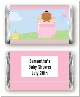 Blooming Baby Girl African American - Personalized Baby Shower Mini Candy Bar Wrappers