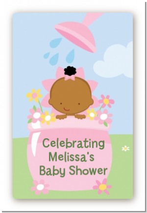 Blooming Baby Girl African American - Custom Large Rectangle Baby Shower Sticker/Labels
