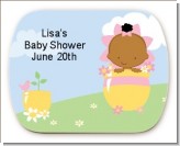 Blooming Baby Girl African American - Personalized Baby Shower Rounded Corner Stickers