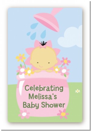 Blooming Baby Girl Asian - Custom Large Rectangle Baby Shower Sticker/Labels