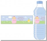 Blooming Baby Girl Asian - Personalized Baby Shower Water Bottle Labels