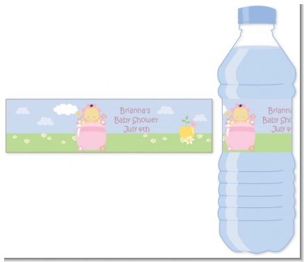 Blooming Baby Girl Asian - Personalized Baby Shower Water Bottle Labels